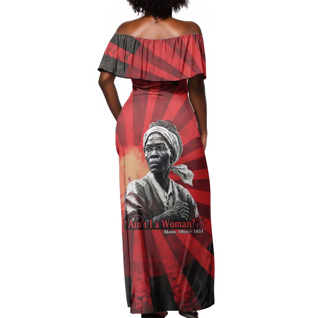 Sojourner Truth Off Shoulder Maxi Dress Ain’t I a Woman - Akron 1851 Speech Tribute Design - Wonder Print Shop