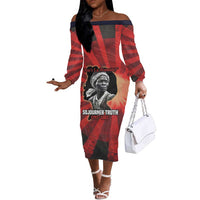Sojourner Truth Off The Shoulder Long Sleeve Dress Ain’t I a Woman - Akron 1851 Speech Tribute Design - Wonder Print Shop