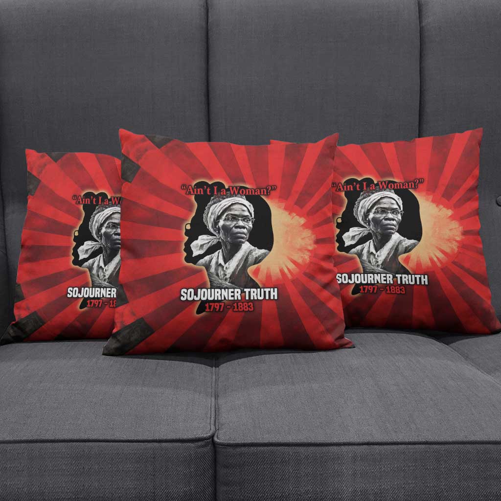 Sojourner Truth Pillow Cover Ain’t I a Woman - Akron 1851 Speech Tribute Design - Wonder Print Shop