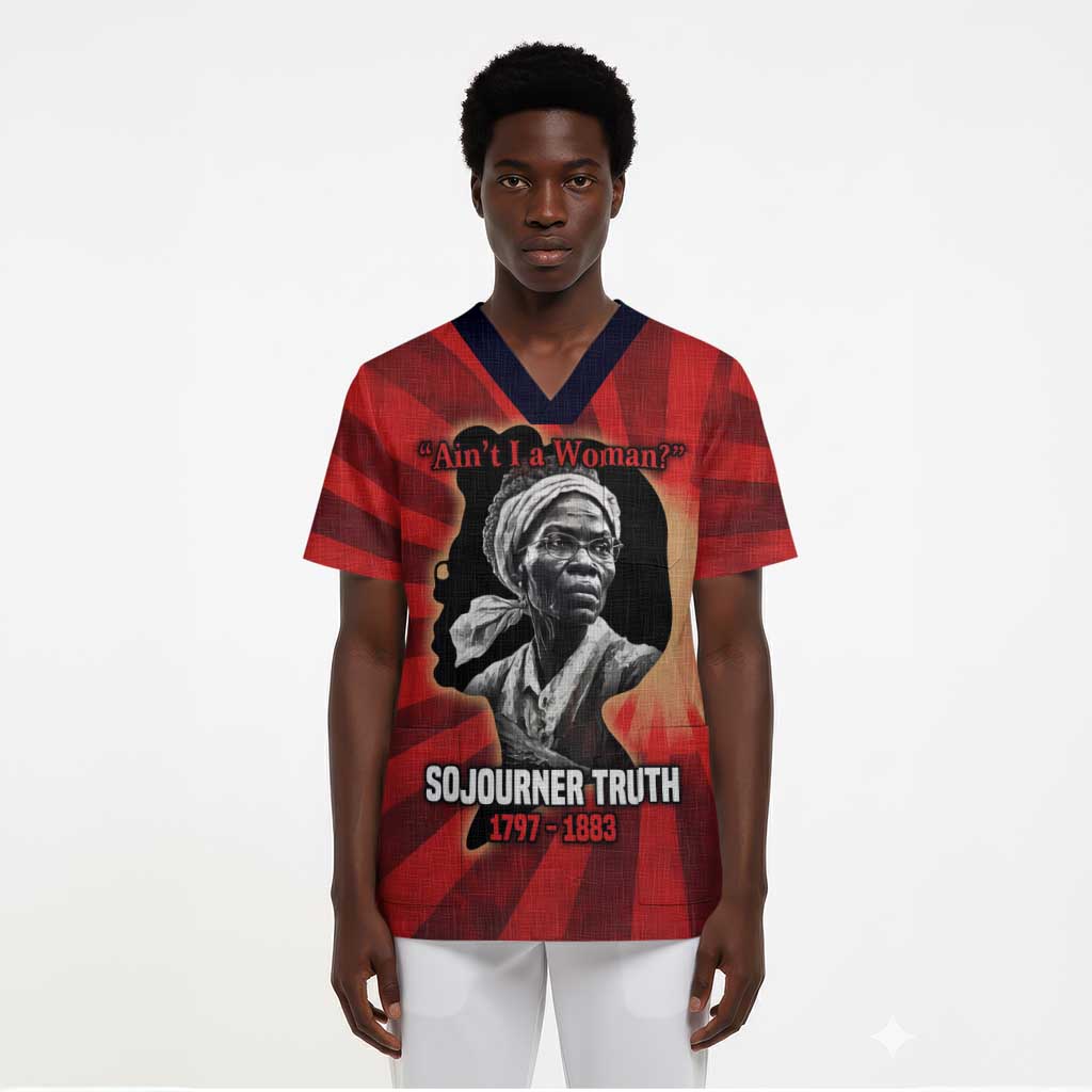 Sojourner Truth Scrub Top Ain’t I a Woman - Akron 1851 Speech Tribute Design - Wonder Print Shop