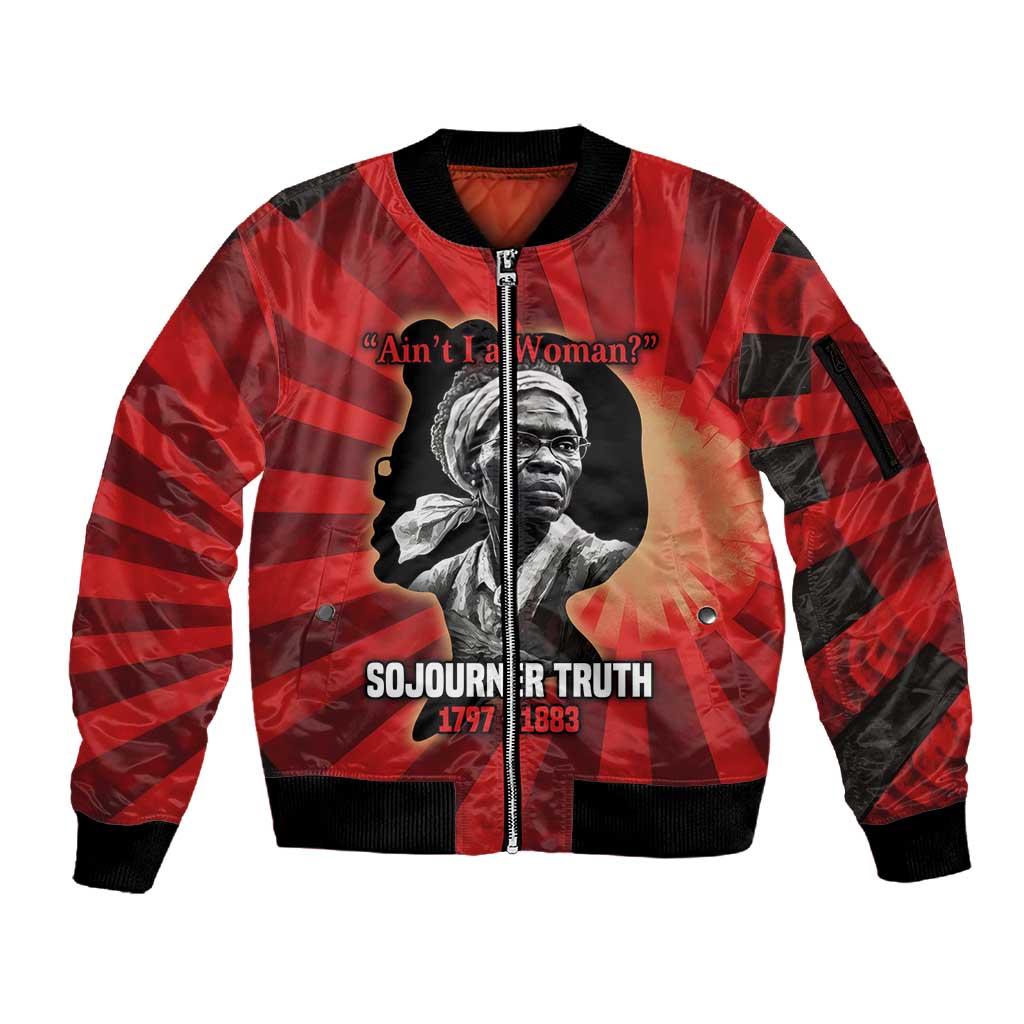 Sojourner Truth Sleeve Zip Bomber Jacket Ain’t I a Woman - Akron 1851 Speech Tribute Design - Wonder Print Shop