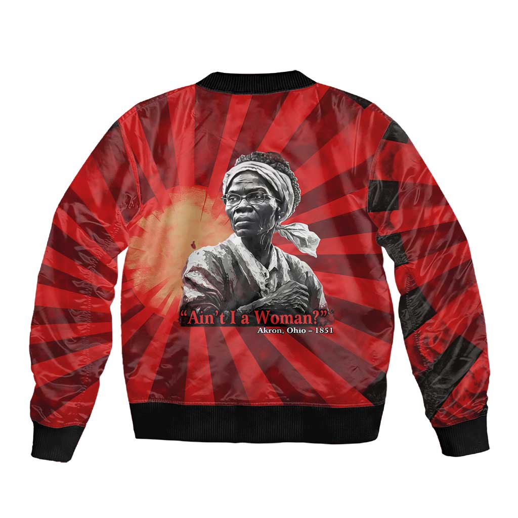 Sojourner Truth Sleeve Zip Bomber Jacket Ain’t I a Woman - Akron 1851 Speech Tribute Design - Wonder Print Shop