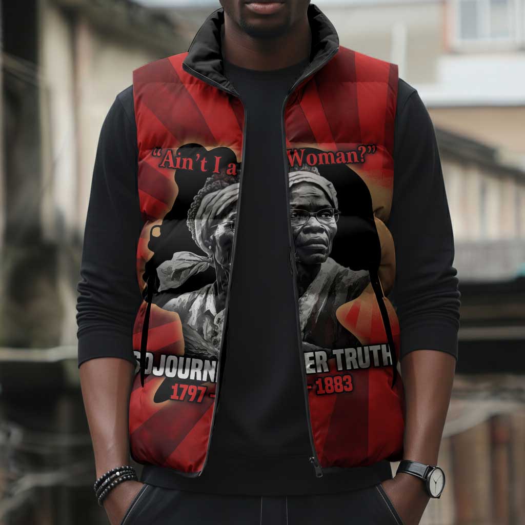 Sojourner Truth Sleeveless Puffer Jacket Ain’t I a Woman - Akron 1851 Speech Tribute Design - Wonder Print Shop