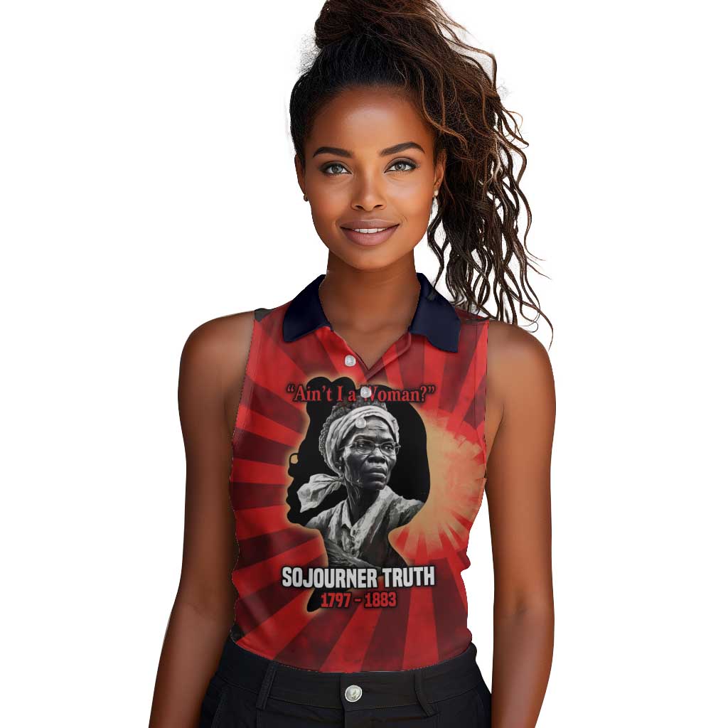 Sojourner Truth Women Sleeveless Polo Shirt Ain’t I a Woman - Akron 1851 Speech Tribute Design - Wonder Print Shop