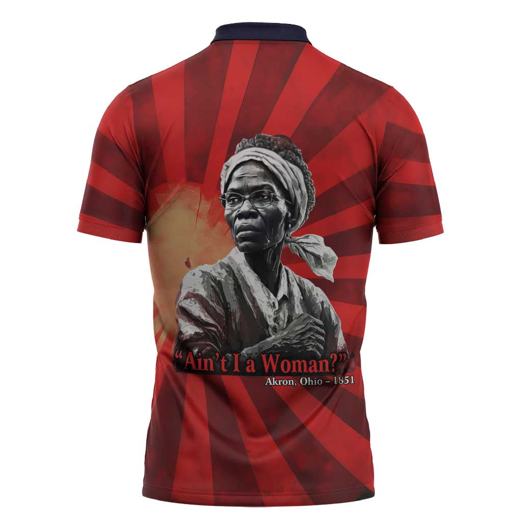 Sojourner Truth Zipper Polo Shirt Ain’t I a Woman - Akron 1851 Speech Tribute Design - Wonder Print Shop