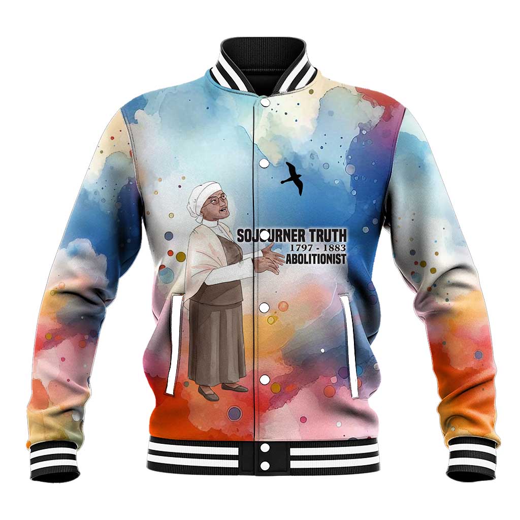 Sojourner Truth Baseball Jacket I Sell the Shadow - Abolitionist Legacy Watercolor Design - Wonder Print Shop