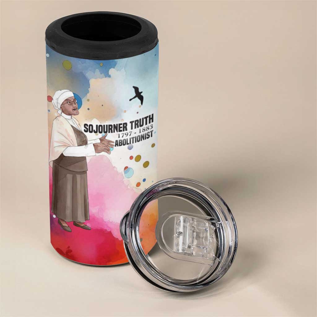 Sojourner Truth 4 in 1 Can Cooler Tumbler I Sell the Shadow - Abolitionist Legacy Watercolor Design - Wonder Print Shop