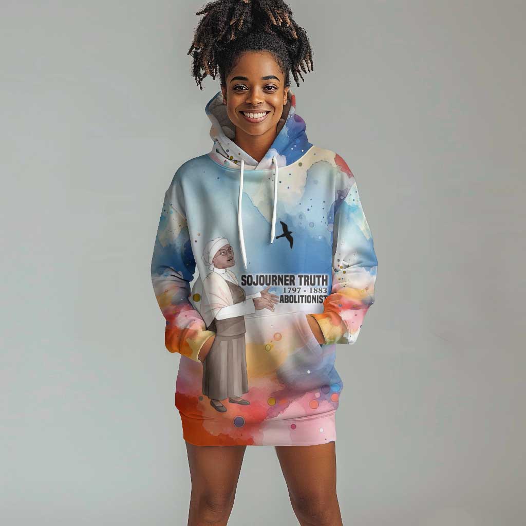 Sojourner Truth Hoodie Dress I Sell the Shadow - Abolitionist Legacy Watercolor Design - Wonder Print Shop