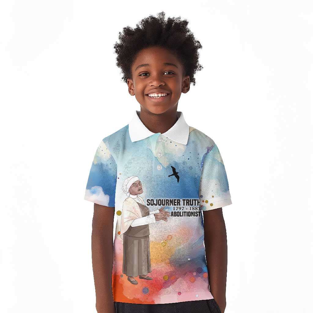 Sojourner Truth Kid Polo Shirt I Sell the Shadow - Abolitionist Legacy Watercolor Design TS04