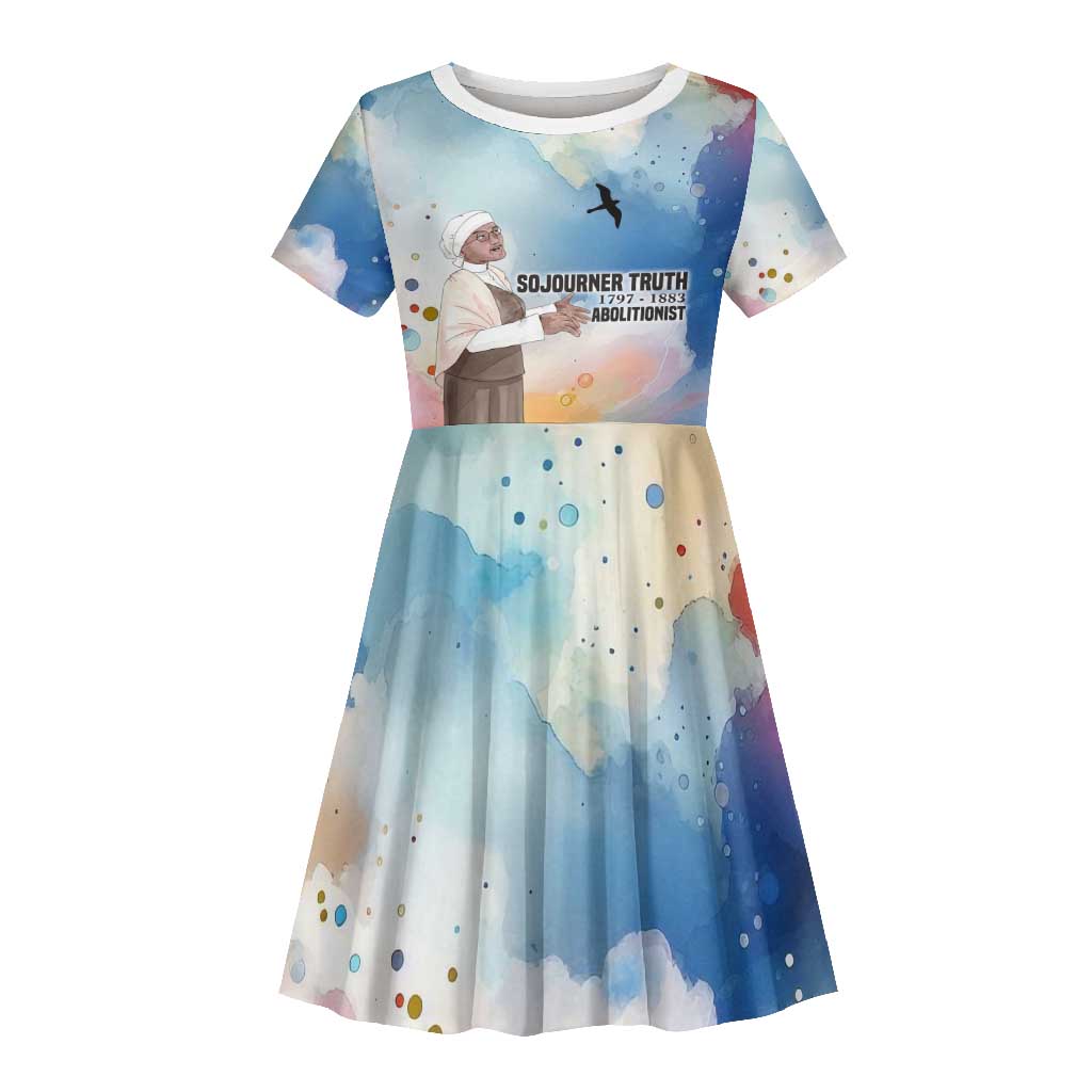 Sojourner Truth Kid Short Sleeve Dress I Sell the Shadow - Abolitionist Legacy Watercolor Design TS04
