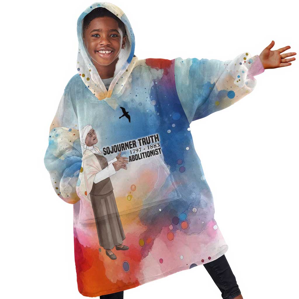 Sojourner Truth Kid Wearable Blanket Hoodie I Sell the Shadow - Abolitionist Legacy Watercolor Design - Wonder Print Shop