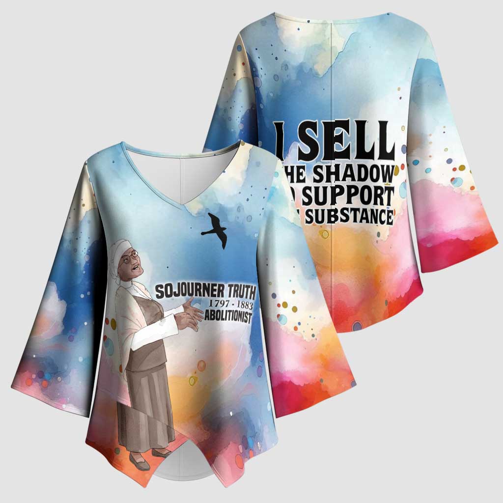 Sojourner Truth Kimono Sleeve Blouse I Sell the Shadow - Abolitionist Legacy Watercolor Design - Wonder Print Shop