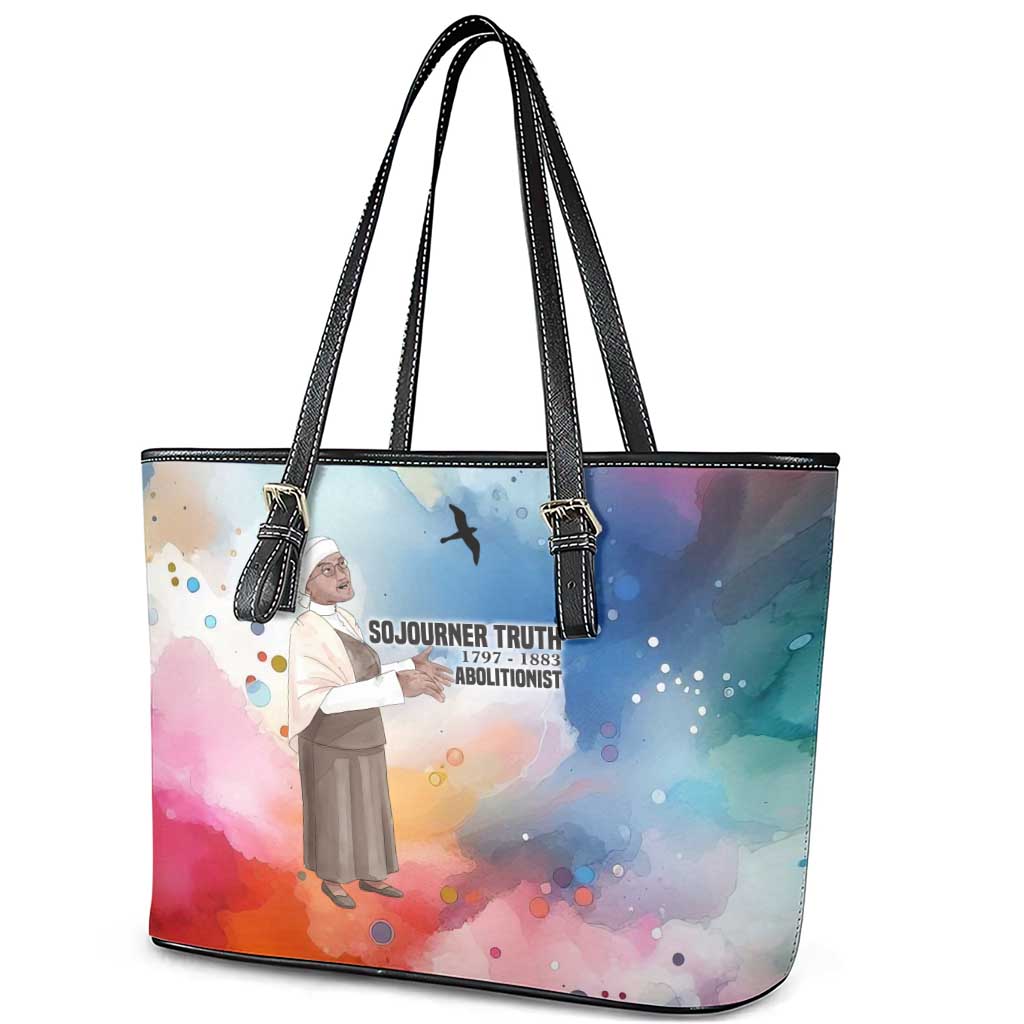 Sojourner Truth Leather Tote Bag I Sell the Shadow - Abolitionist Legacy Watercolor Design - Wonder Print Shop
