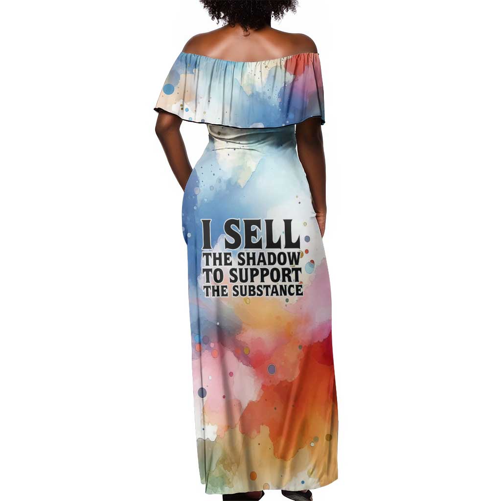 Sojourner Truth Off Shoulder Maxi Dress I Sell the Shadow - Abolitionist Legacy Watercolor Design - Wonder Print Shop
