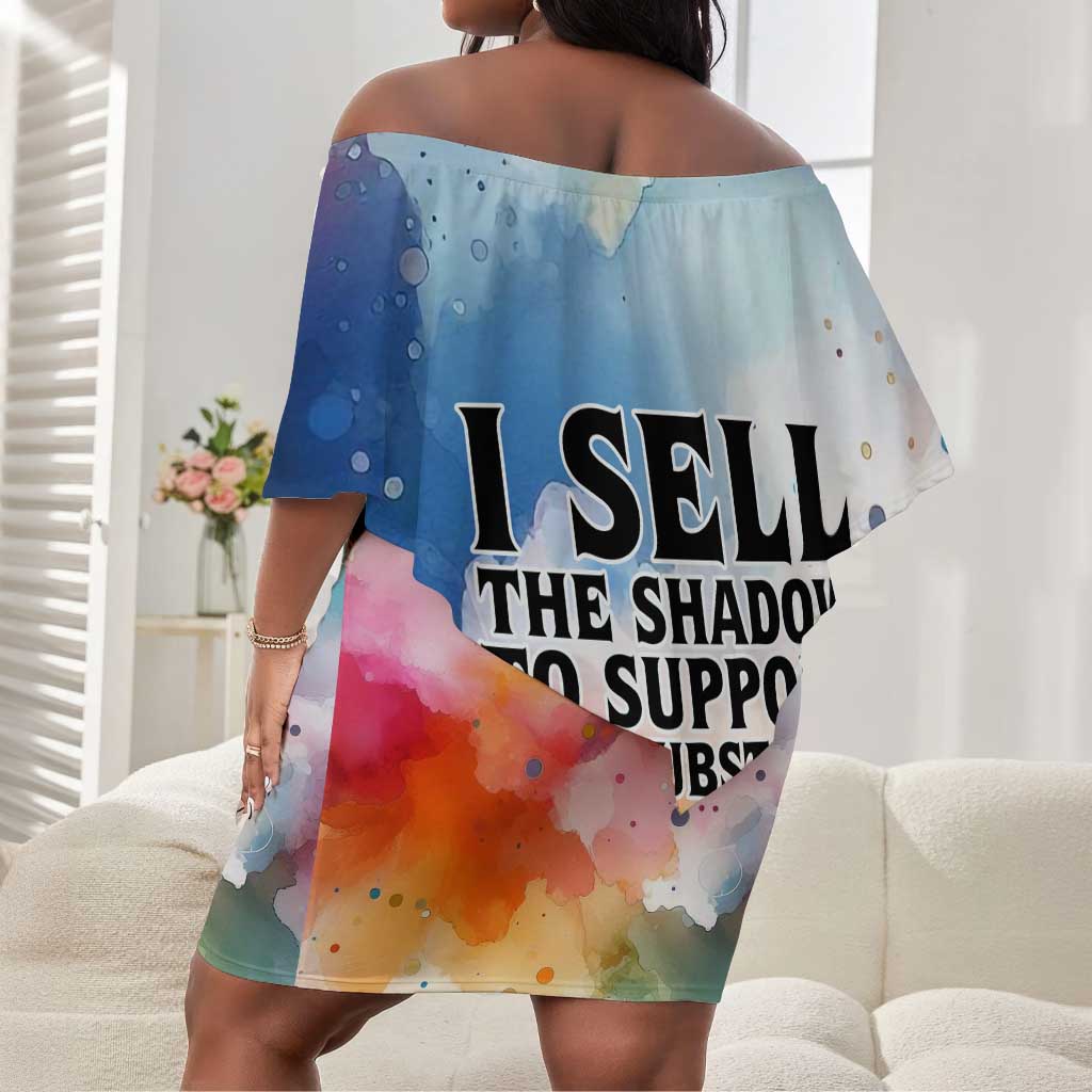 Sojourner Truth Off Shoulder Short Dress I Sell the Shadow - Abolitionist Legacy Watercolor Design - Wonder Print Shop