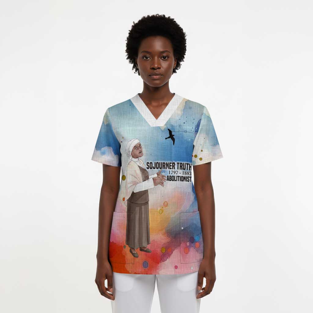 Sojourner Truth Scrub Top I Sell the Shadow - Abolitionist Legacy Watercolor Design - Wonder Print Shop