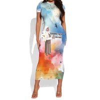 Sojourner Truth Short Sleeve Bodycon Dress I Sell the Shadow - Abolitionist Legacy Watercolor Design TS04