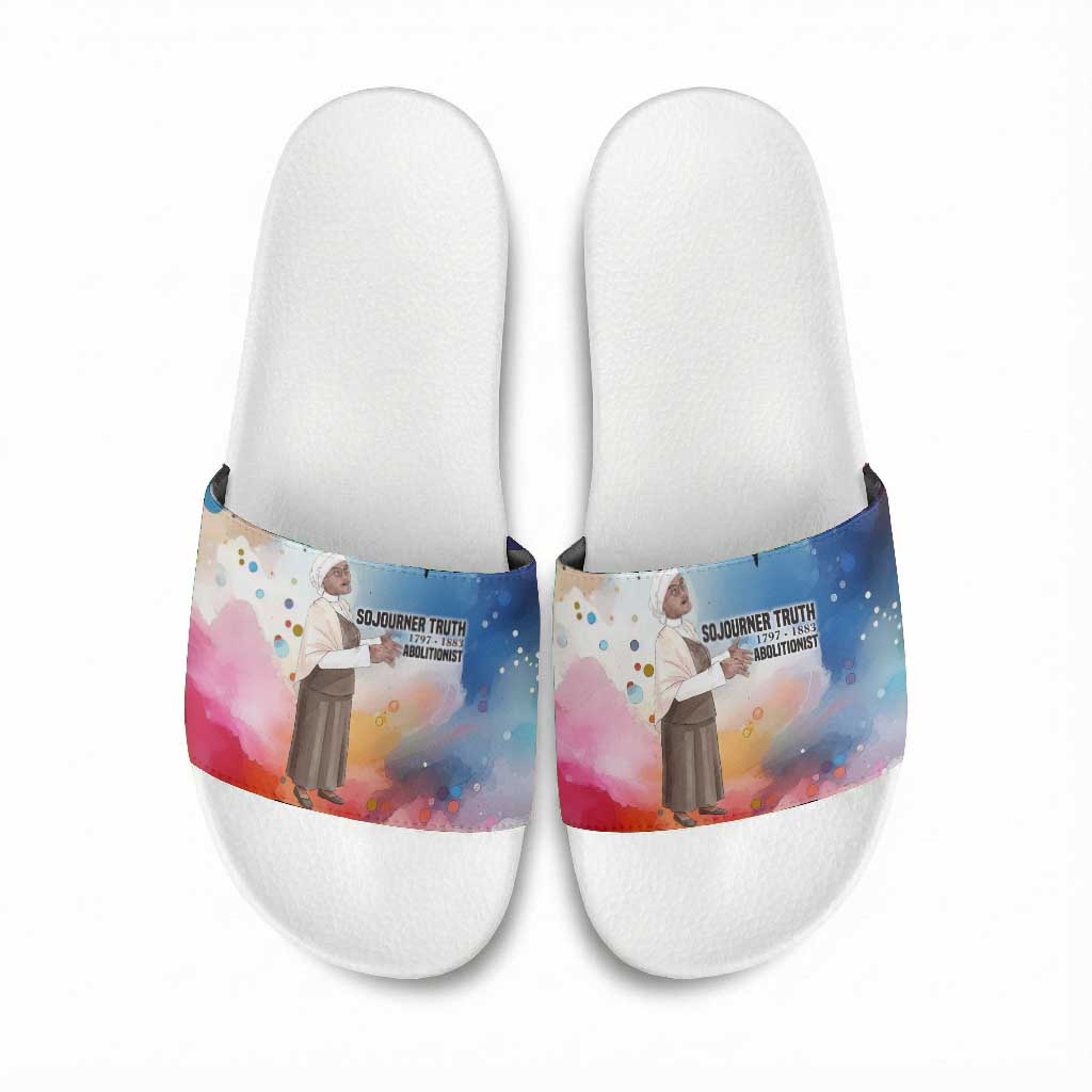 Sojourner Truth Slide Sandals I Sell the Shadow - Abolitionist Legacy Watercolor Design - Wonder Print Shop