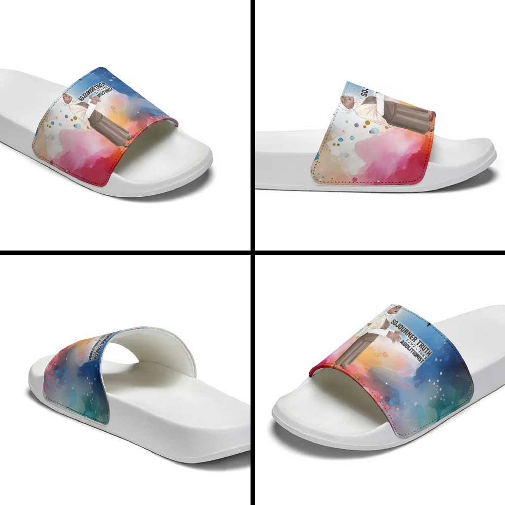 Sojourner Truth Slide Sandals I Sell the Shadow - Abolitionist Legacy Watercolor Design - Wonder Print Shop