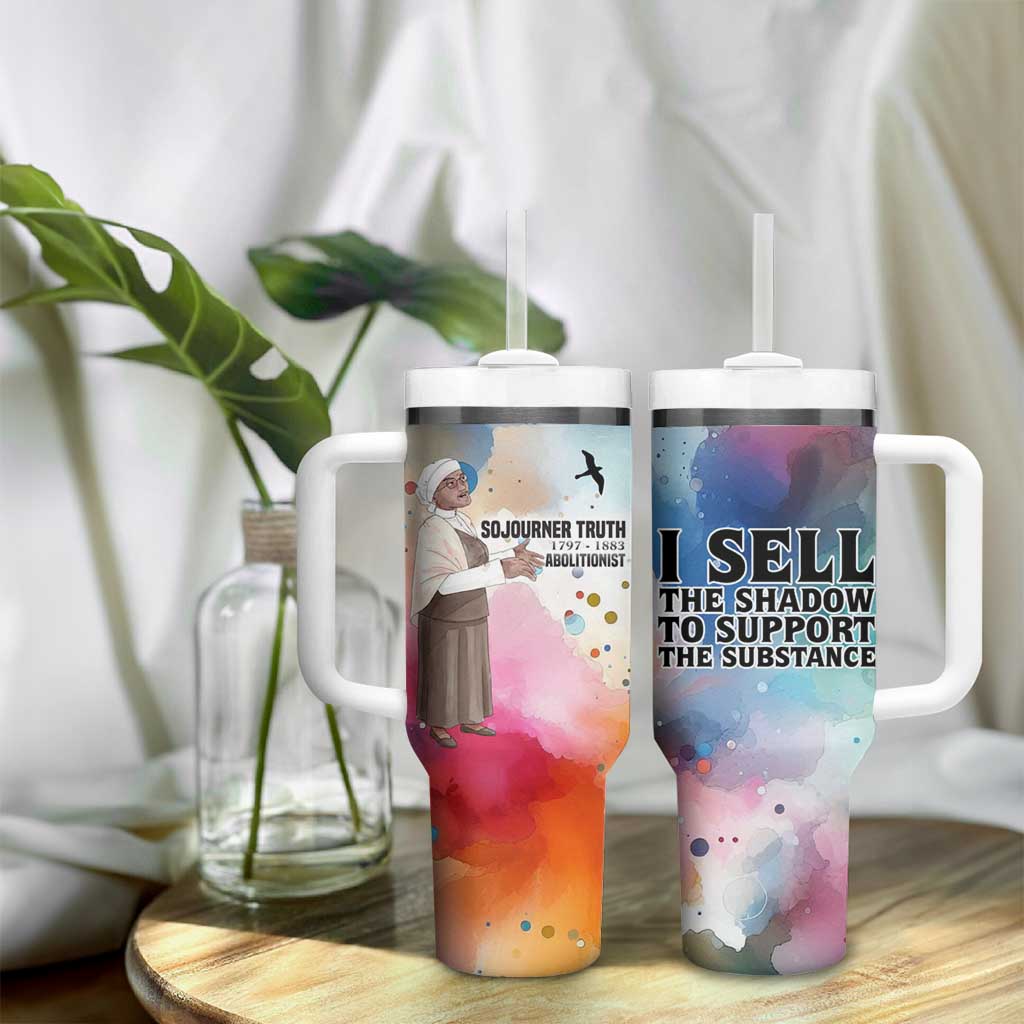 Sojourner Truth Tumbler With Handle I Sell the Shadow - Abolitionist Legacy Watercolor Design - Wonder Print Shop