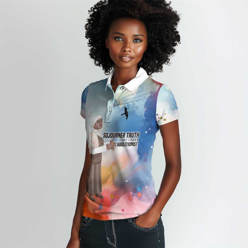 Sojourner Truth Women Polo Shirt I Sell the Shadow - Abolitionist Legacy Watercolor Design TS04