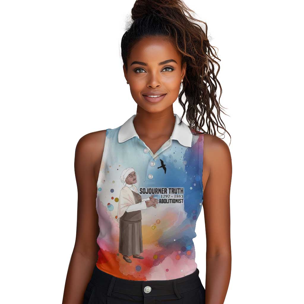 Sojourner Truth Women Sleeveless Polo Shirt I Sell the Shadow - Abolitionist Legacy Watercolor Design - Wonder Print Shop
