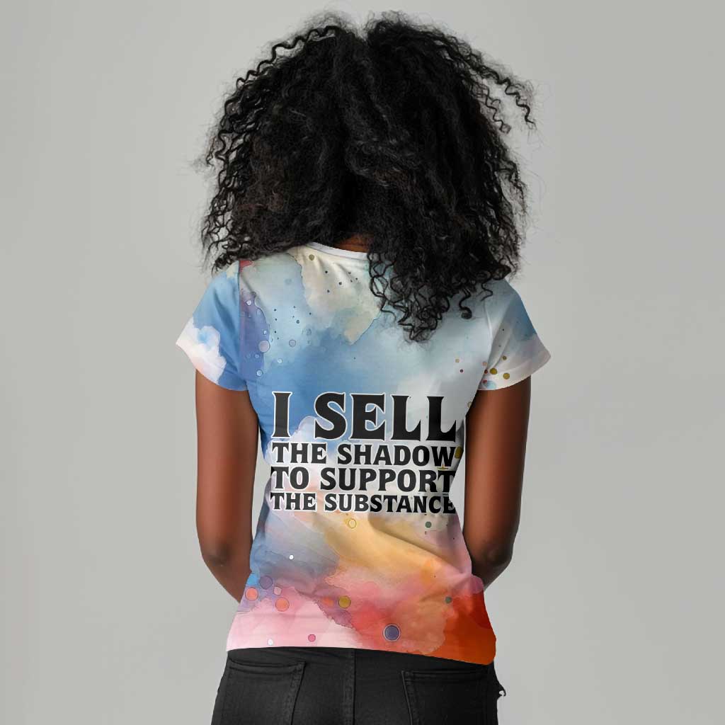 Sojourner Truth Women V-Neck T-Shirt I Sell the Shadow - Abolitionist Legacy Watercolor Design TS04