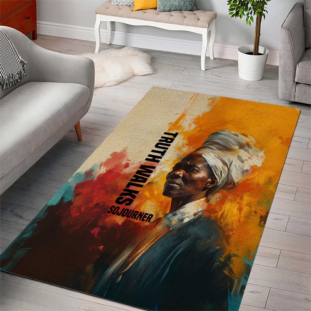 Sojourner Truth Area Rug Truth Walks - Bold Portrait and Empowerment Design - Wonder Print Shop
