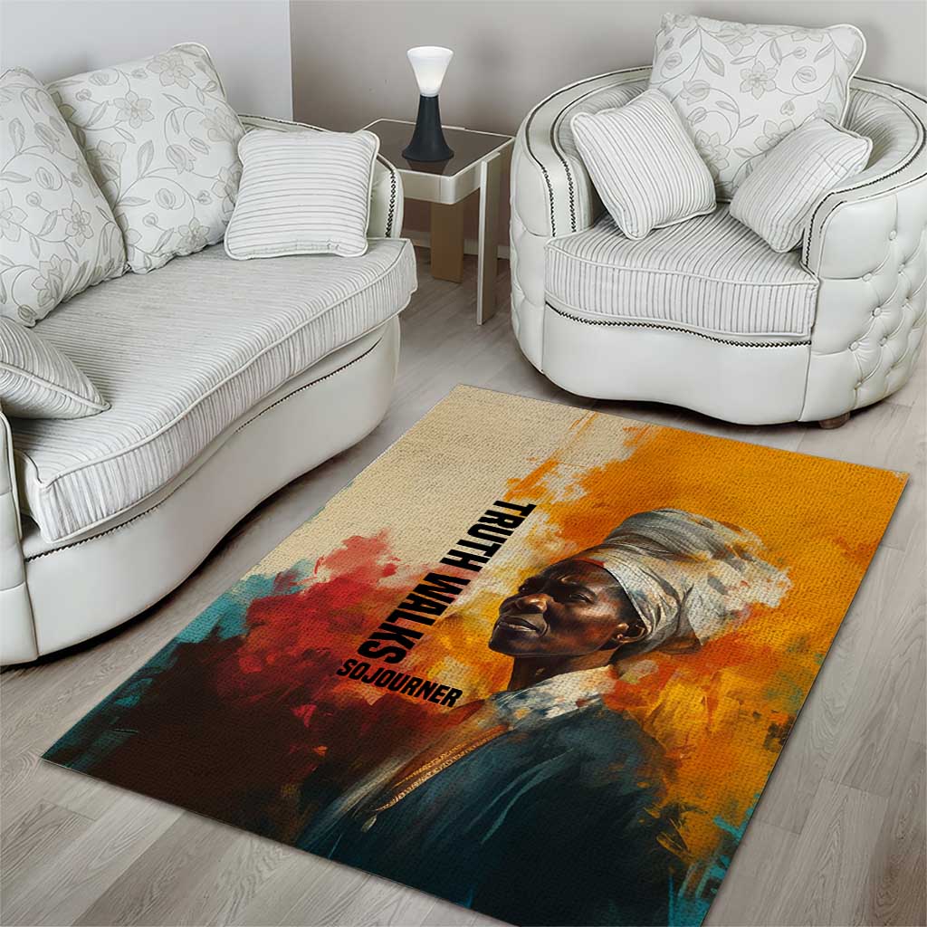 Sojourner Truth Area Rug Truth Walks - Bold Portrait and Empowerment Design - Wonder Print Shop