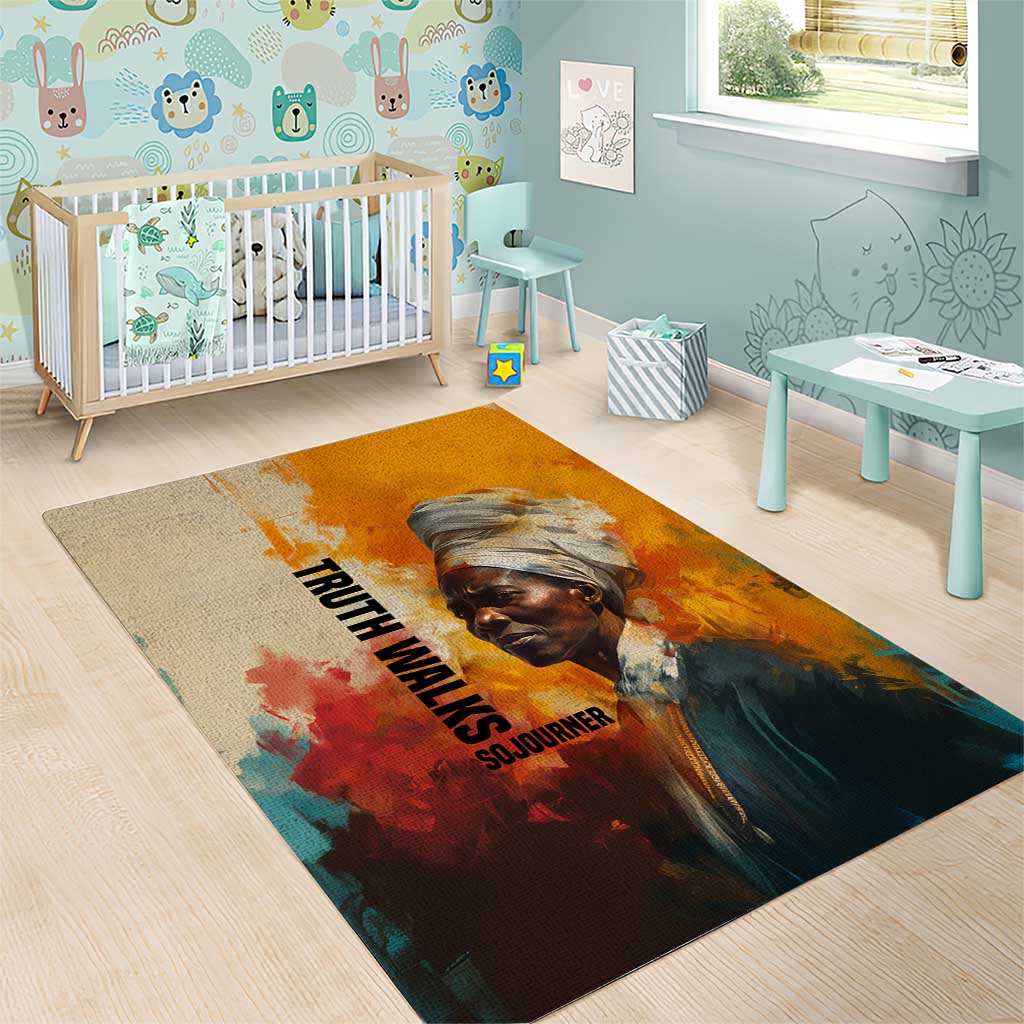 Sojourner Truth Area Rug Truth Walks - Bold Portrait and Empowerment Design - Wonder Print Shop