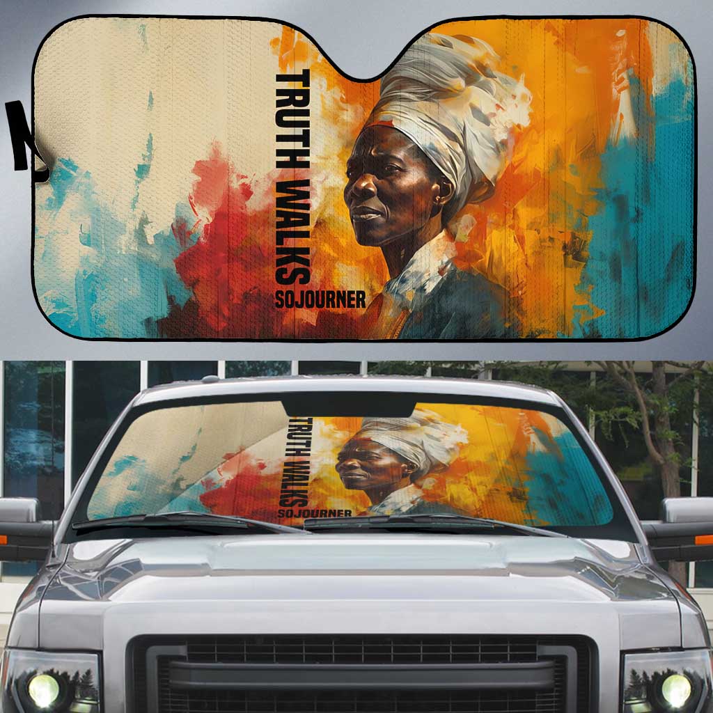 Sojourner Truth Auto Sun Shade Truth Walks - Bold Portrait and Empowerment Design - Wonder Print Shop