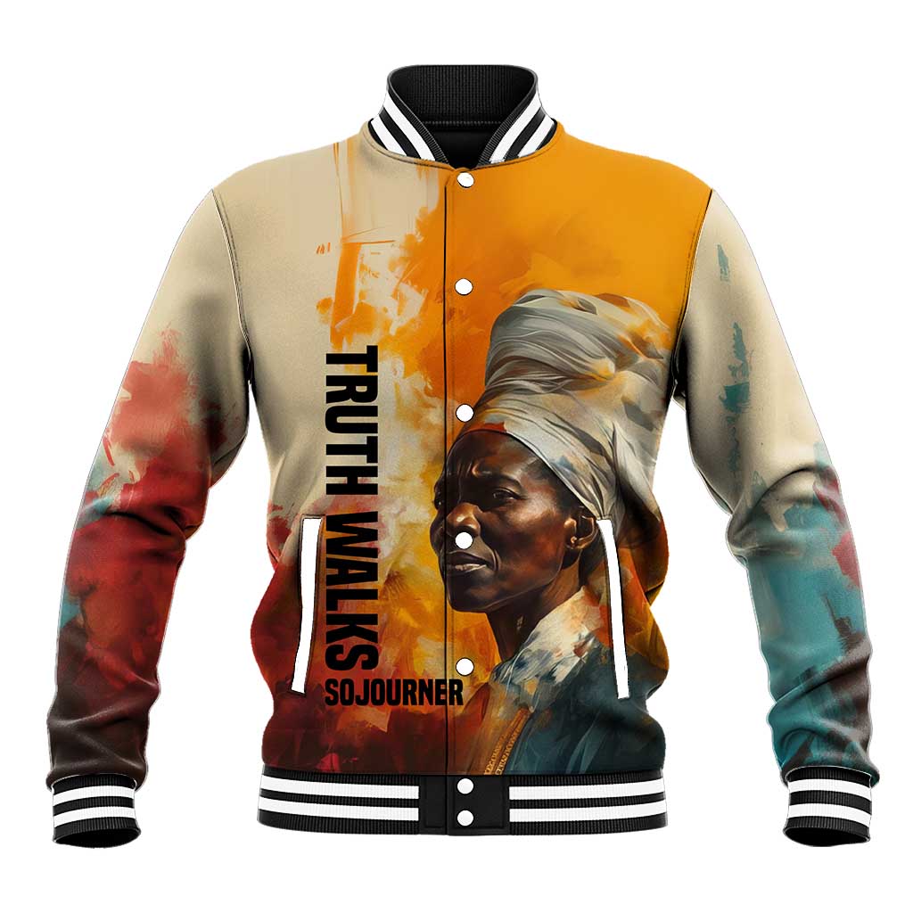 Sojourner Truth Baseball Jacket Truth Walks - Bold Portrait and Empowerment Design - Wonder Print Shop