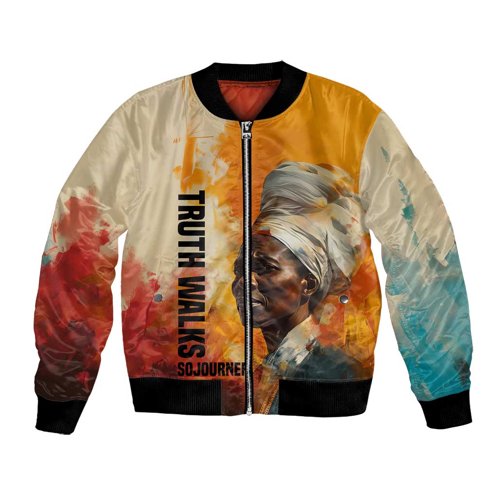 Sojourner Truth Bomber Jacket Truth Walks - Bold Portrait and Empowerment Design - Wonder Print Shop