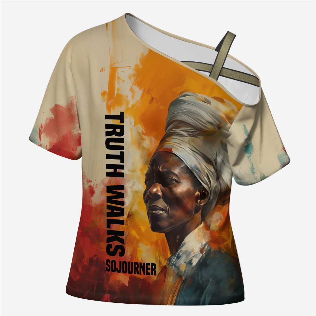 Sojourner Truth Cross Shoulder Shirt Truth Walks - Bold Portrait and Empowerment Design - Wonder Print Shop