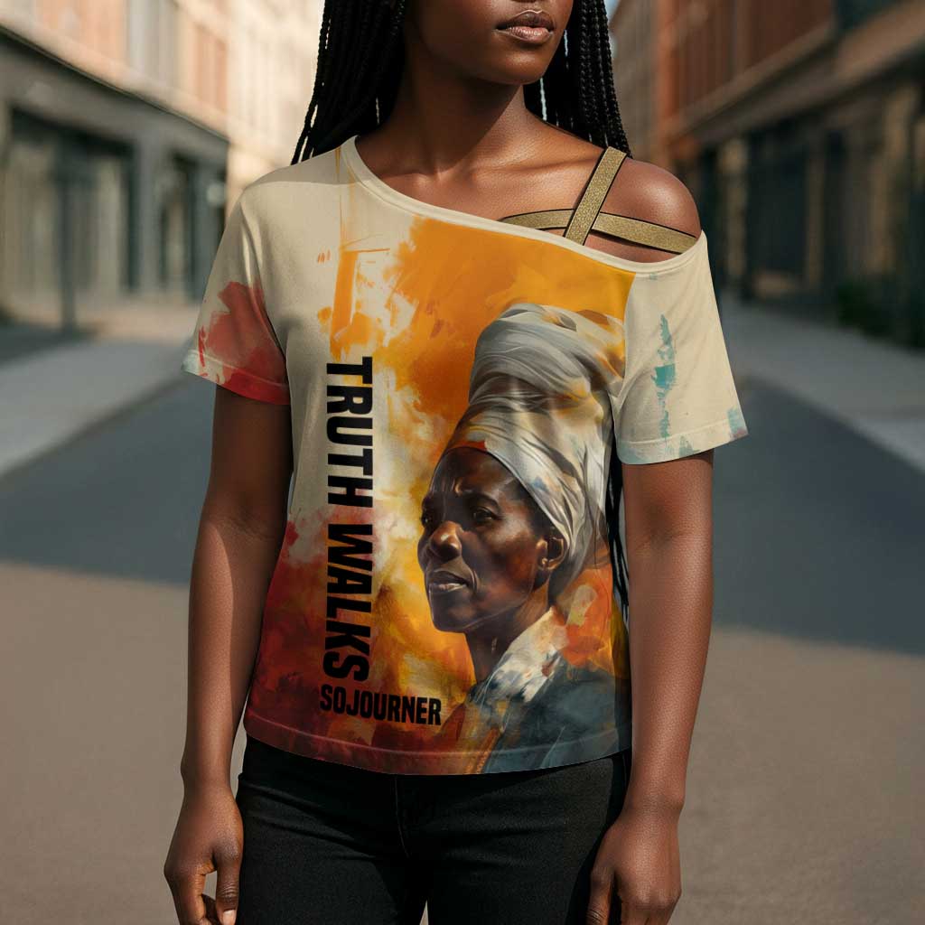Sojourner Truth Cross Shoulder Shirt Truth Walks - Bold Portrait and Empowerment Design - Wonder Print Shop