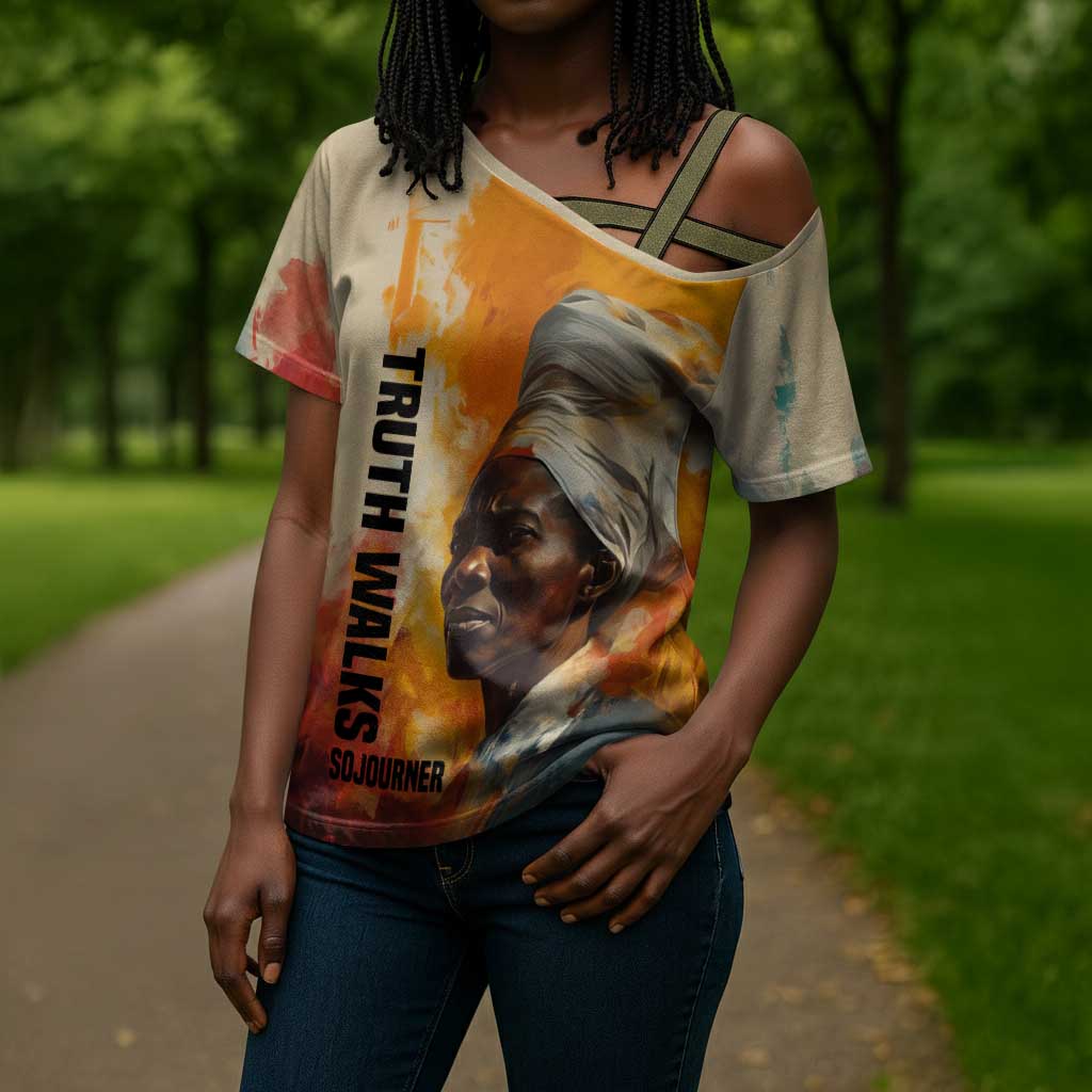 Sojourner Truth Cross Shoulder Shirt Truth Walks - Bold Portrait and Empowerment Design - Wonder Print Shop