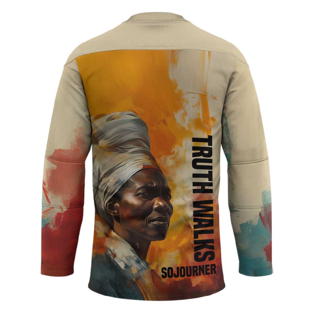 Sojourner Truth Hockey Jersey Truth Walks - Bold Portrait and Empowerment Design - Wonder Print Shop