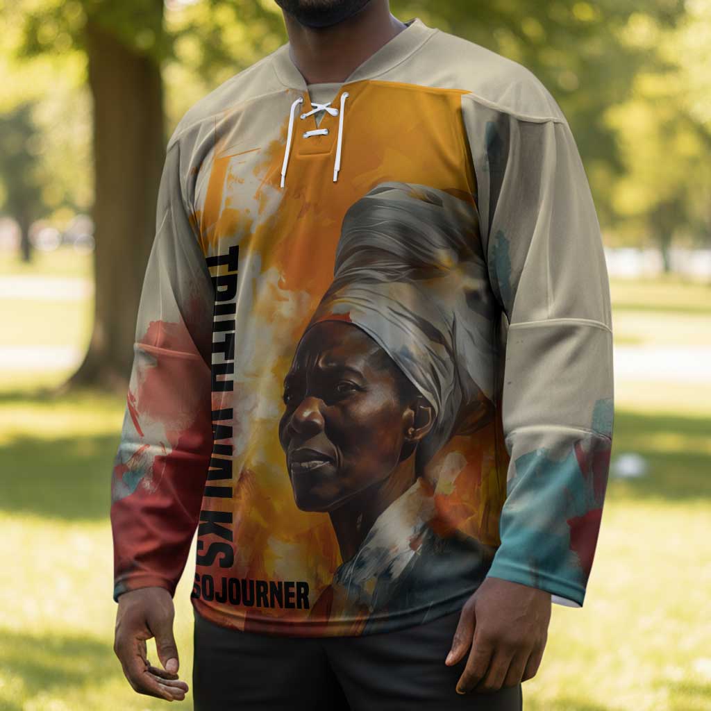 Sojourner Truth Hockey Jersey Truth Walks - Bold Portrait and Empowerment Design - Wonder Print Shop