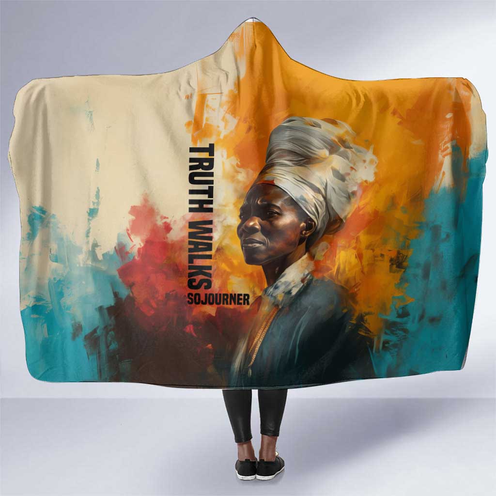 Sojourner Truth Hooded Blanket Truth Walks - Bold Portrait and Empowerment Design - Wonder Print Shop