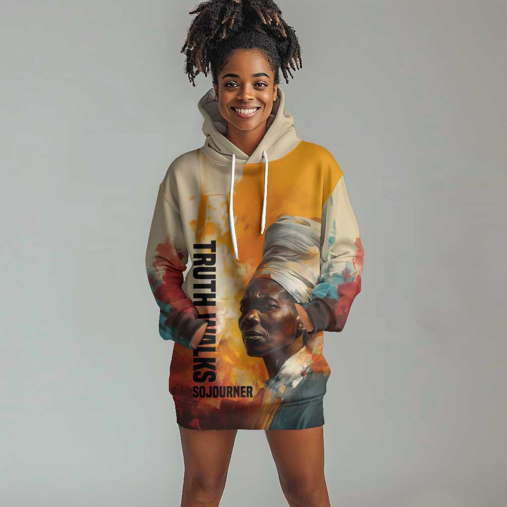 Sojourner Truth Hoodie Dress Truth Walks - Bold Portrait and Empowerment Design - Wonder Print Shop