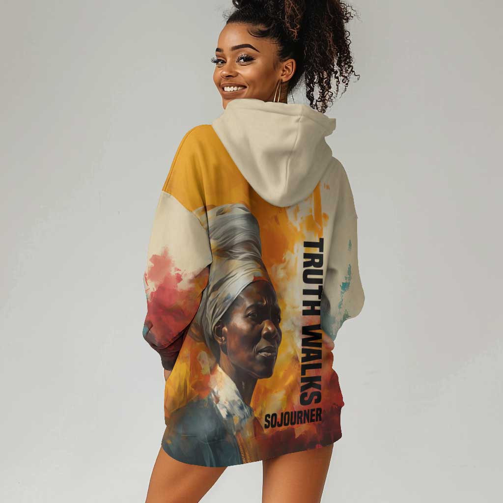 Sojourner Truth Hoodie Dress Truth Walks - Bold Portrait and Empowerment Design - Wonder Print Shop