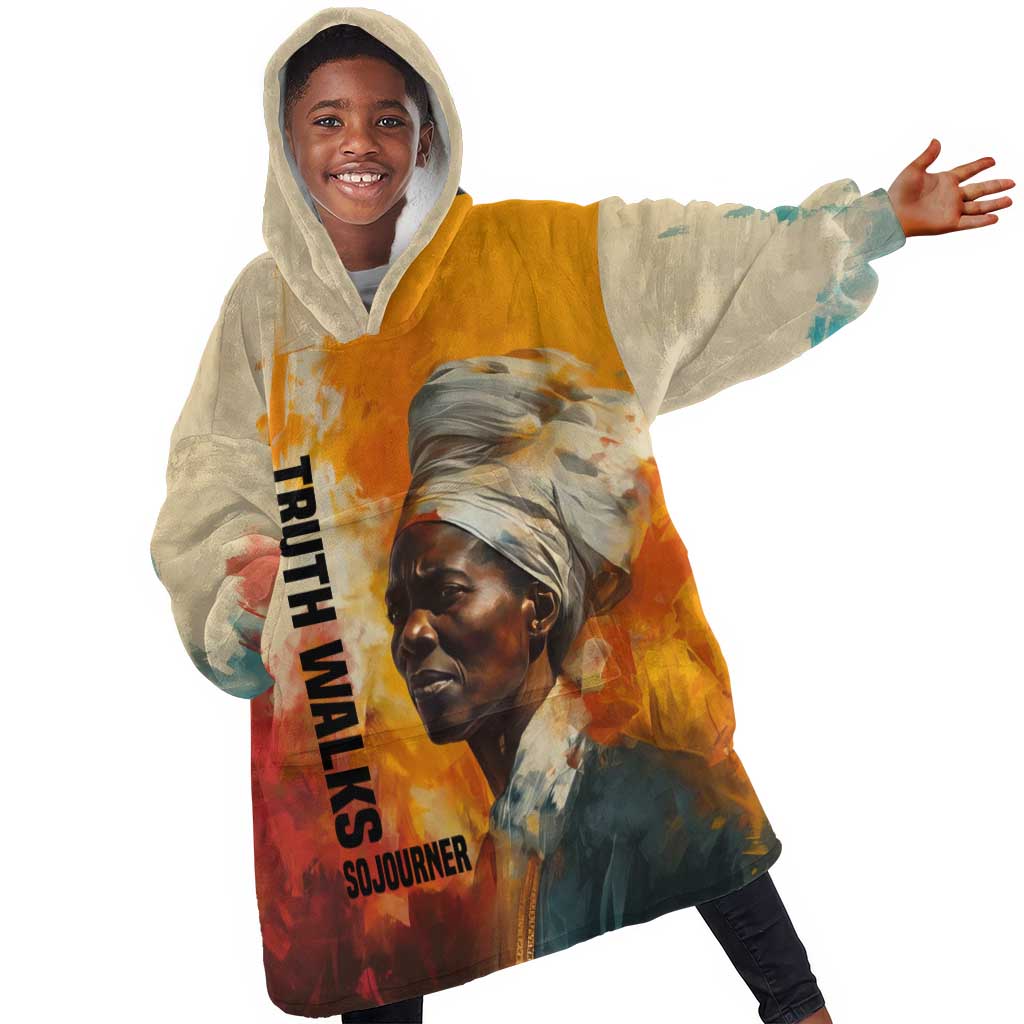 Sojourner Truth Kid Wearable Blanket Hoodie Truth Walks - Bold Portrait and Empowerment Design - Wonder Print Shop