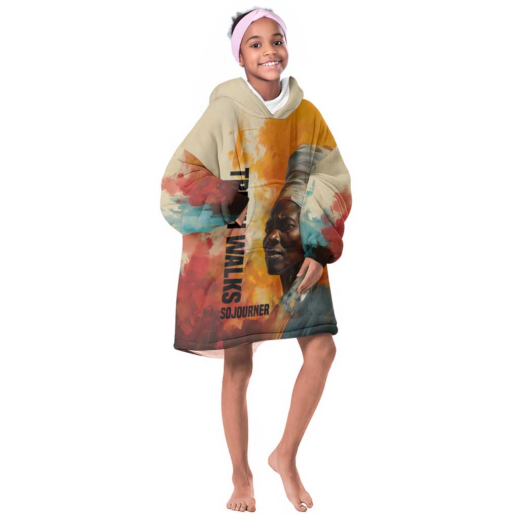 Sojourner Truth Kid Wearable Blanket Hoodie Truth Walks - Bold Portrait and Empowerment Design - Wonder Print Shop