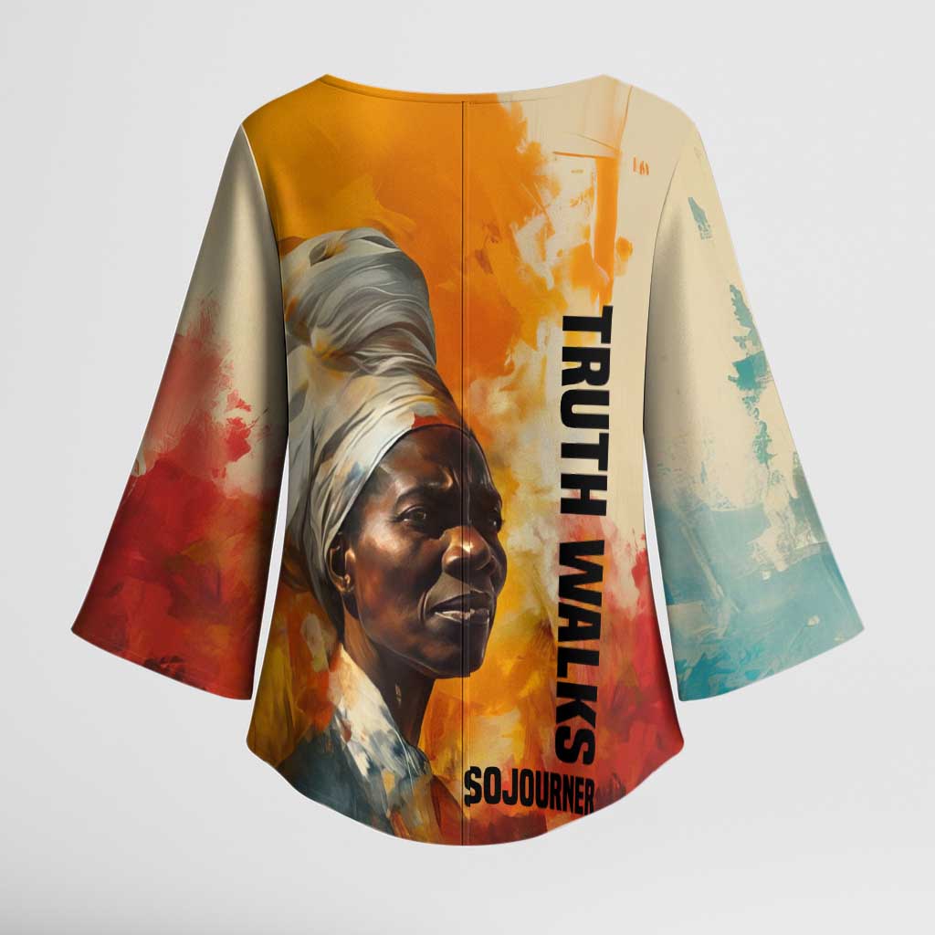 Sojourner Truth Kimono Sleeve Blouse Truth Walks - Bold Portrait and Empowerment Design - Wonder Print Shop