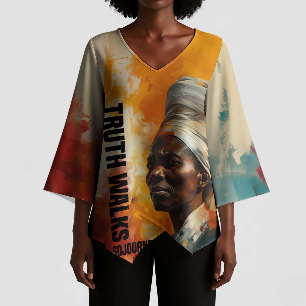 Sojourner Truth Kimono Sleeve Blouse Truth Walks - Bold Portrait and Empowerment Design - Wonder Print Shop