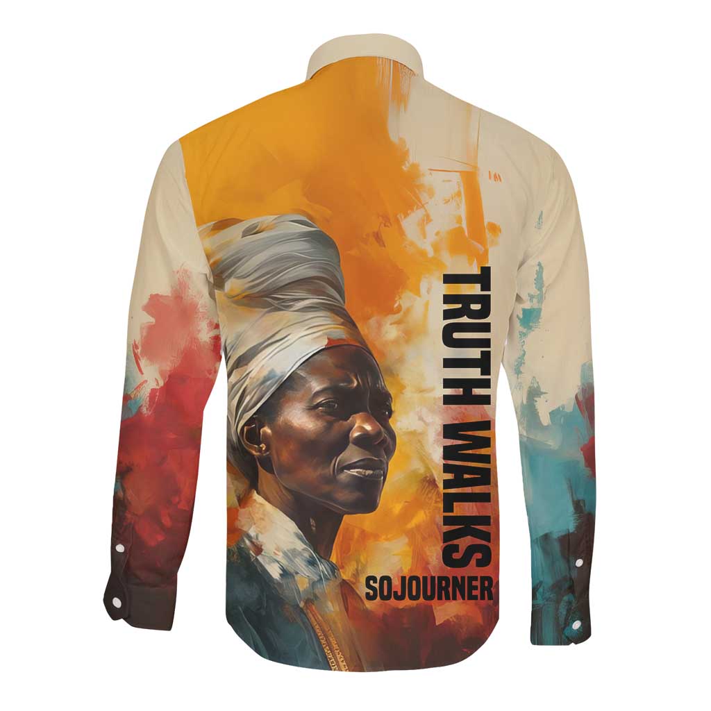 Sojourner Truth Long Sleeve Button Shirt Truth Walks - Bold Portrait and Empowerment Design - Wonder Print Shop