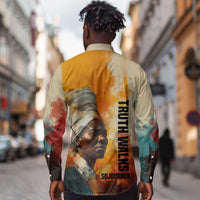 Sojourner Truth Long Sleeve Button Shirt Truth Walks - Bold Portrait and Empowerment Design - Wonder Print Shop