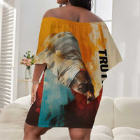 Sojourner Truth Off Shoulder Short Dress Truth Walks - Bold Portrait and Empowerment Design - Wonder Print Shop