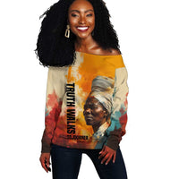 Sojourner Truth Off Shoulder Sweater Truth Walks - Bold Portrait and Empowerment Design - Wonder Print Shop