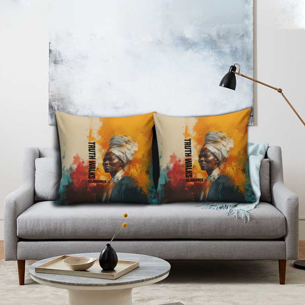 Sojourner Truth Pillow Cover Truth Walks - Bold Portrait and Empowerment Design - Wonder Print Shop